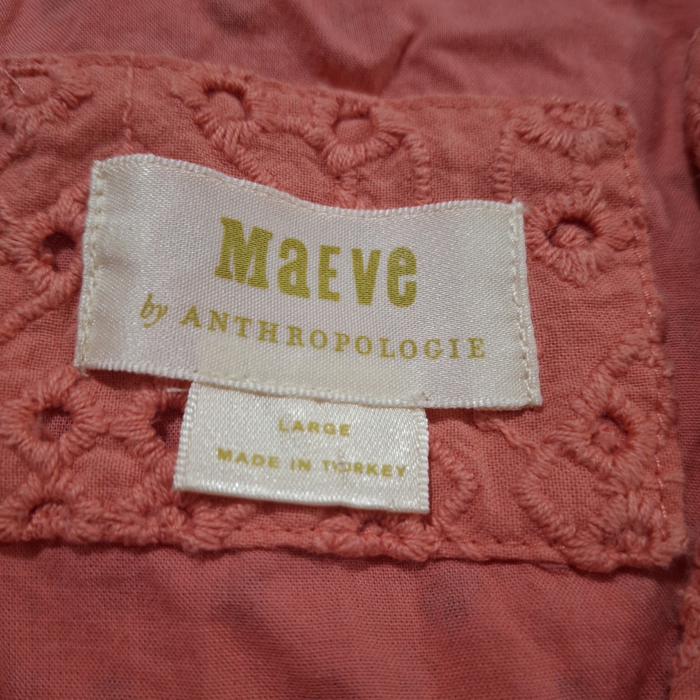 Anthropologie Maeve Pink/Coral Eyelet Dress Size L. - Picture 5 of 8
